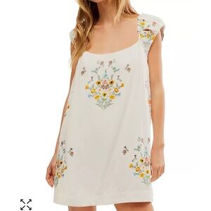 Free People Wildflower Embroidered Mini Dress